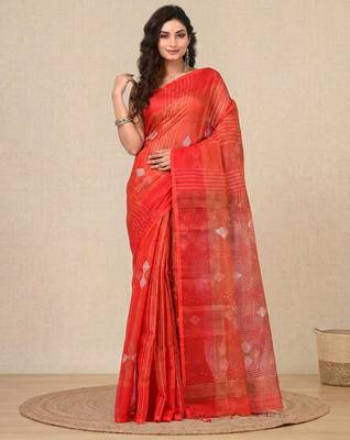 Red stripes tissue soft saree 1
