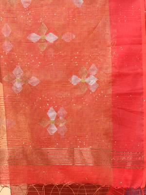 Red stripes tissue soft saree 4