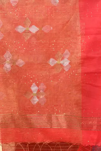 Red stripes tissue soft saree