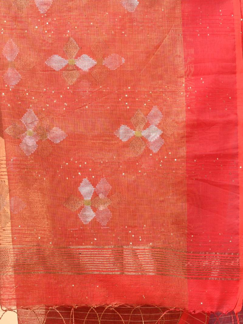 Red stripes tissue soft saree
