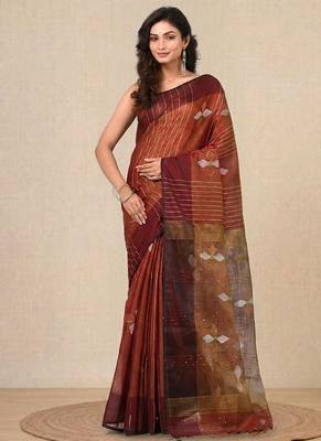 Maroon stripes tissue soft saree 1