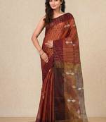 Maroon stripes tissue soft saree