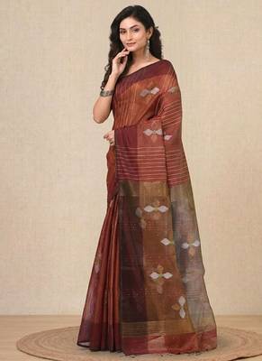 Maroon stripes tissue soft saree 2
