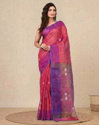 Pink stripes tissue soft saree 1