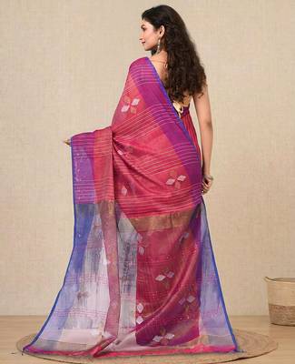 Pink stripes tissue soft saree 3