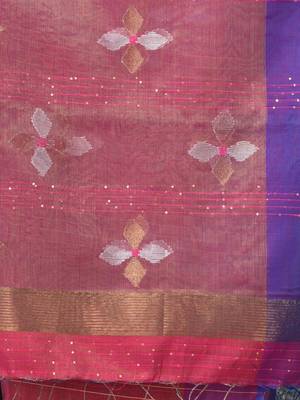 Pink stripes tissue soft saree 4