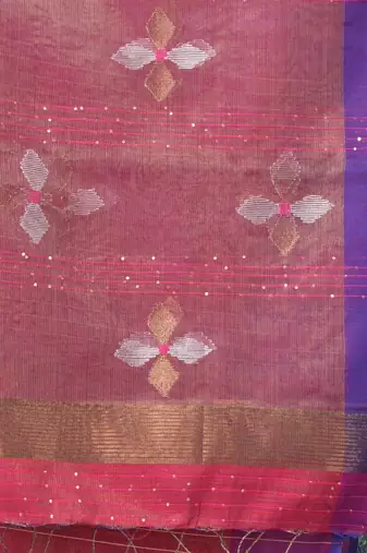 Pink stripes tissue soft saree