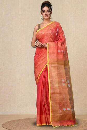 Pink stripes tissue soft saree