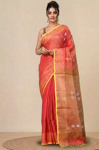Pink stripes tissue soft saree