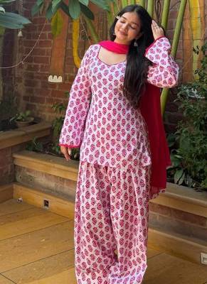 White Color Printed Work Cotton Salwar Suit 3