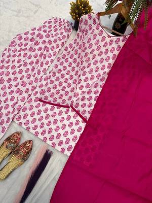 White Color Printed Work Cotton Salwar Suit 4