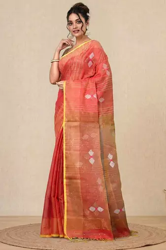 Pink stripes tissue soft saree