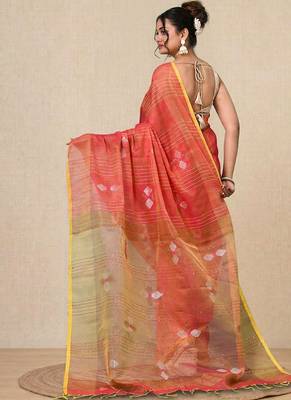 Pink stripes tissue soft saree 3