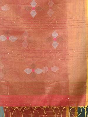 Pink stripes tissue soft saree 4