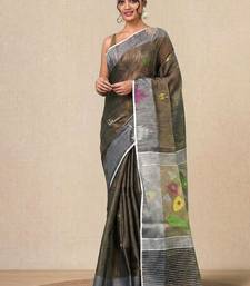 Grey texture design tissue soft saree