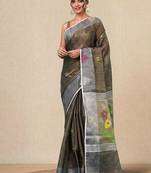 Grey texture design tissue soft saree