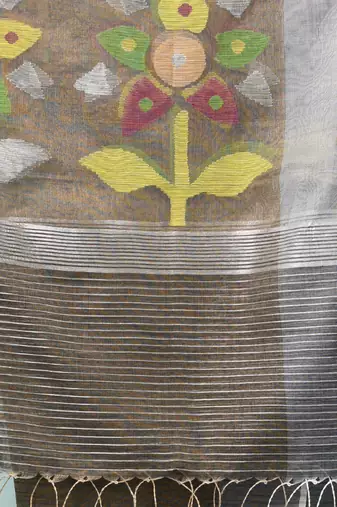Grey texture design tissue soft saree