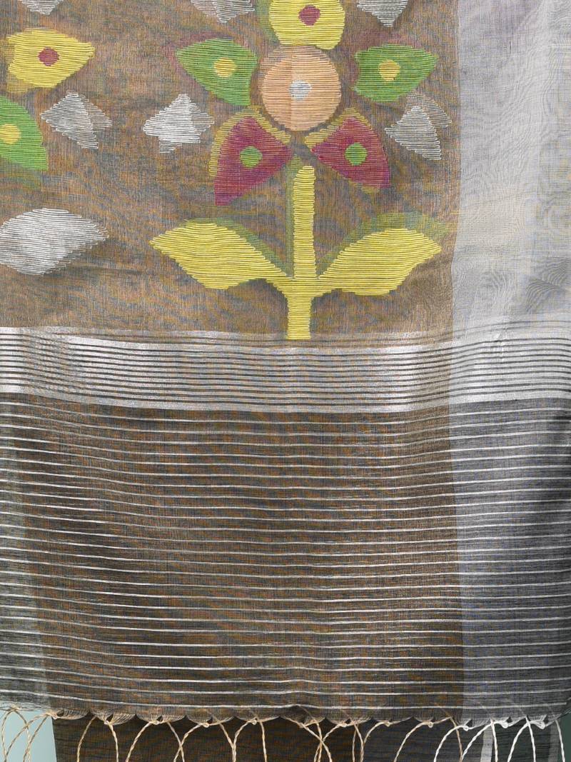 Grey texture design tissue soft saree