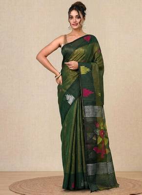 Green texture design tissue soft saree 1