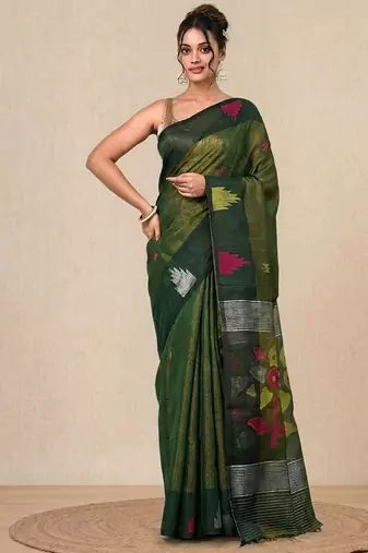 Green texture design tissue soft saree