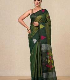 Green texture design tissue soft saree