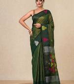 Green texture design tissue soft saree