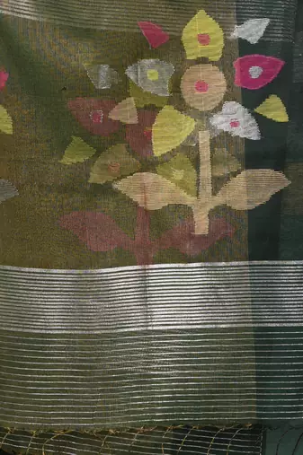 Green texture design tissue soft saree