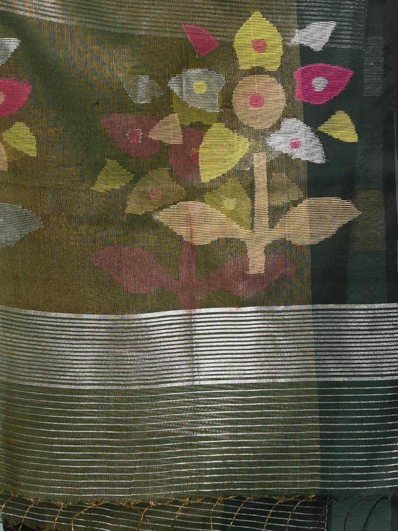 Green texture design tissue soft saree