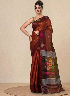 Maroon texture design tissue soft saree 1
