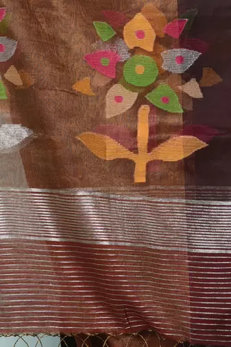 Maroon texture design tissue soft saree