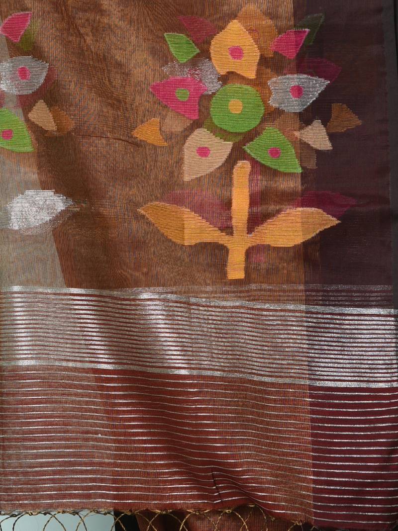 Maroon texture design tissue soft saree