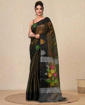 Black texture design tissue soft saree 1