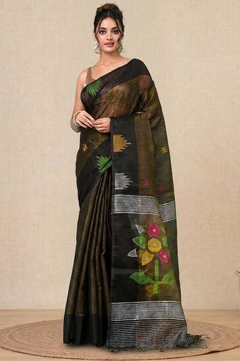 Black texture design tissue soft saree