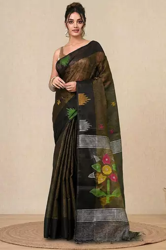 Black texture design tissue soft saree