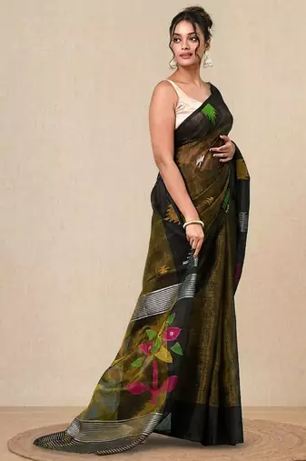 Black texture design tissue soft saree