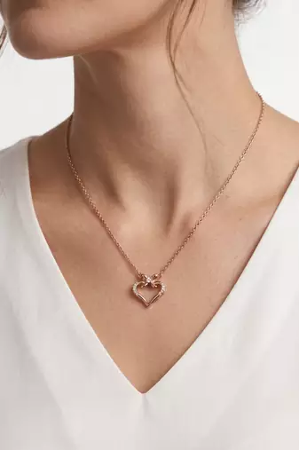925 Sterling Silver Rose Gold Plated Bow Heart Pendant Necklace  Set for Women