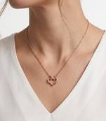 925 Sterling Silver Rose Gold Plated Bow Heart Pendant Necklace  Set for Women