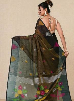 Black texture design tissue soft saree 3