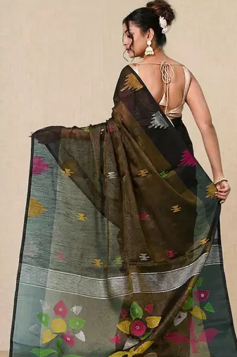 Black texture design tissue soft saree