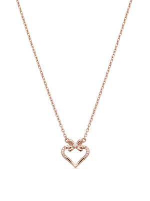 925 Sterling Silver Rose Gold Plated Bow Heart Pendant Necklace  Set for Women 2