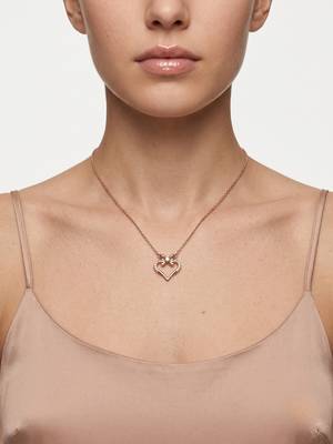 925 Sterling Silver Rose Gold Plated Bow Heart Pendant Necklace  Set for Women 3
