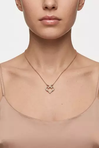 925 Sterling Silver Rose Gold Plated Bow Heart Pendant Necklace  Set for Women