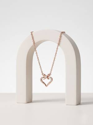 925 Sterling Silver Rose Gold Plated Bow Heart Pendant Necklace  Set for Women 5