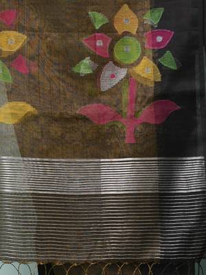 Black texture design tissue soft saree 4