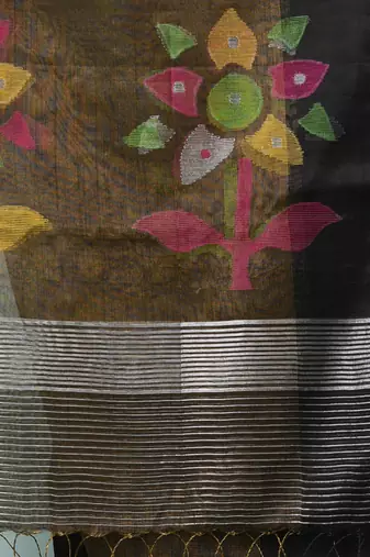 Black texture design tissue soft saree