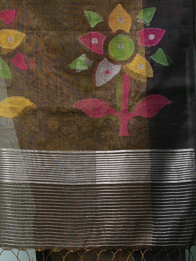 Black texture design tissue soft saree