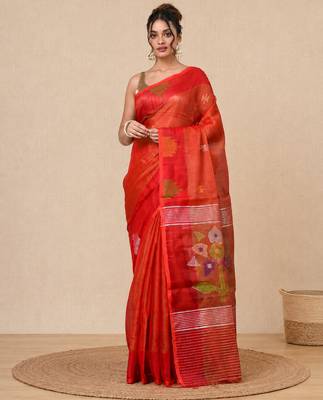 Red texture design tissue soft saree 1