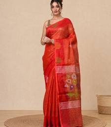 Red texture design tissue soft saree