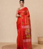 Red texture design tissue soft saree