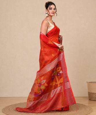 Red texture design tissue soft saree 2